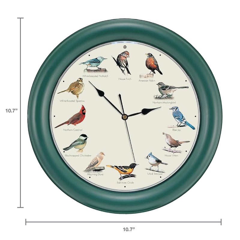 Mark Feldstein & Associates Mark Feldstein, The Original Singing Bird Clock, 10.7 Inch, Green - Image 2